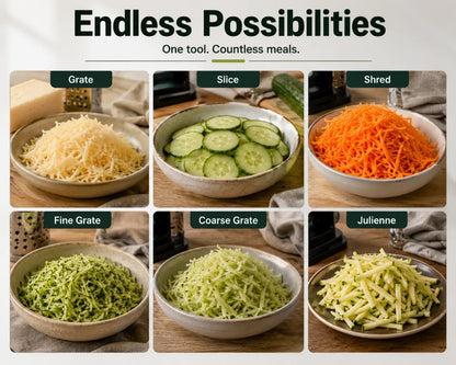 3-in-1 Rotary Cheese Grater | Manual Vegetable Slicer