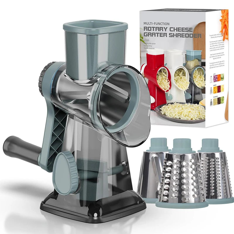 Cut Prep Time in Half™ – 3-in-1 Rotary Grater